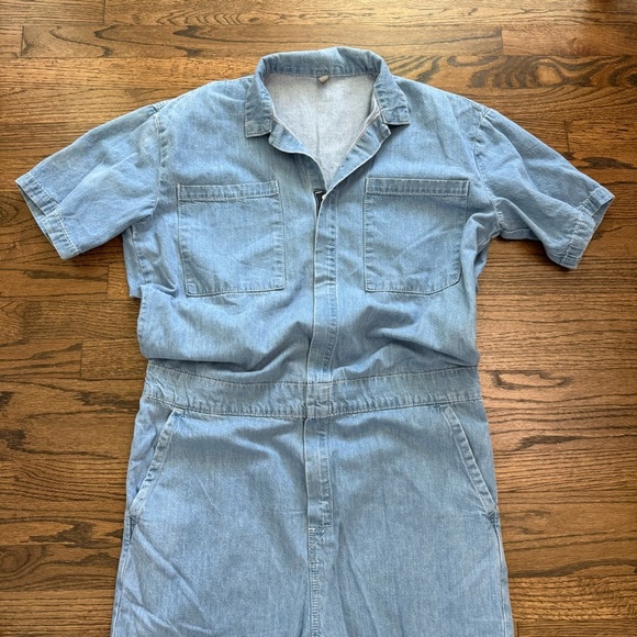 ASOS Romper Blue Chambray One Piece Romper Size 32 Tall - Picture 2 of 5